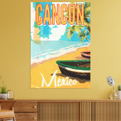 Cancun poster van Mexicaanse Beach Vintage Canvas Afdruk (Insitu (Woonkamer))