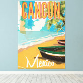 Cancun poster van Mexicaanse Beach Vintage Canvas Afdruk (Insitu (Houten vloer))