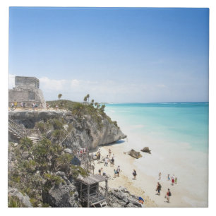 Cancun, Quintana Roo, Mexico - Ruïnes op een heuve Tegeltje