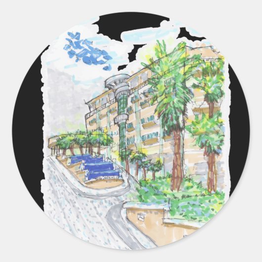 Cancun Sandos Gevel Kleurrijk Ronde Sticker (Voorkant)
