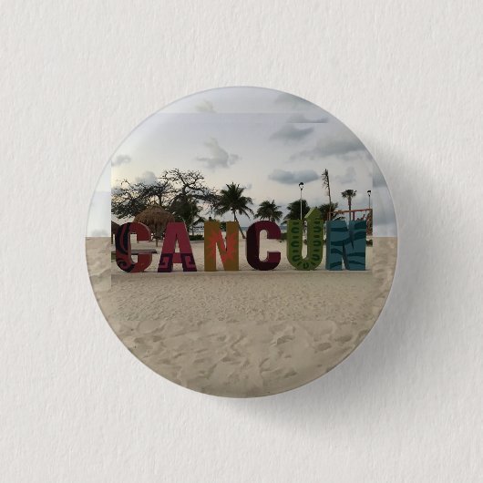 Cancun Sign - Playa Delfine, Mexico-Button Ronde Button 3,2 Cm (Voorkant)