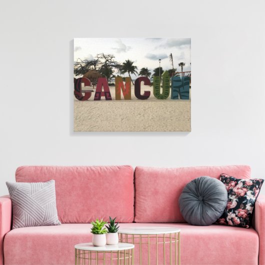 Cancun Sign - Playa Delfine, Mexico Canvas (Insitu (Woonkamer))