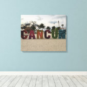 Cancun Sign - Playa Delfine, Mexico Canvas (Insitu (Houten vloer))