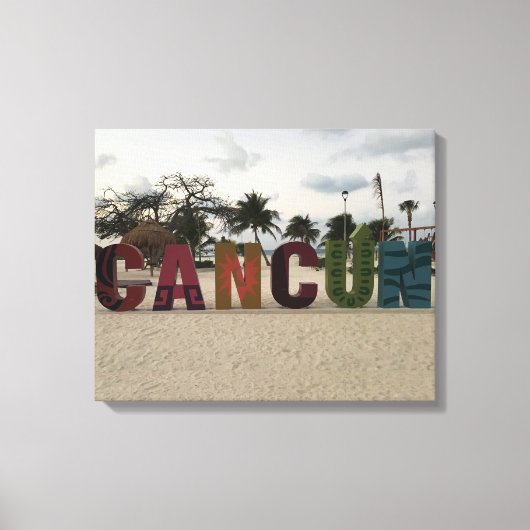 Cancun Sign - Playa Delfine, Mexico Canvas Afdruk (Voorkant)