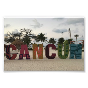 Cancun Sign - Playa Delfine, Mexico Foto Print Afdruk