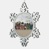 Cancun Sign - Playa Delfine, Mexico-Ornament Tin Sneeuwvlok Ornament (Rechts)