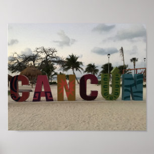Cancun Sign - Playa Delfine, Mexico-Poster Poster