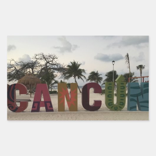 Cancun Sign - Playa Delfine, Mexico-Stickers Rechthoekige Sticker (Voorkant)