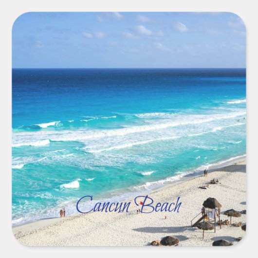 Cancun Strand, Mexico Vierkante Sticker (Voorkant)