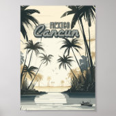 Cancun strand wereld reizen Retro Kunst Poster (Voorkant)