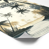 Cancun strand wereld reizen Retro Kunst Poster (Hoek)