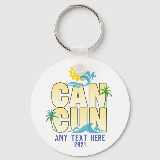 Cancun Summer Vacation Beach Palm Trees Custom Sleutelhanger (Voorkant)