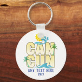 Cancun Summer Vacation Beach Palm Trees Custom Sleutelhanger (Voorkant)