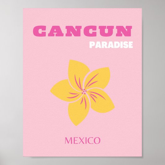 Cancun Travel Art, Mexico, Preppy, Pink Preppy Art Poster (Voorkant)