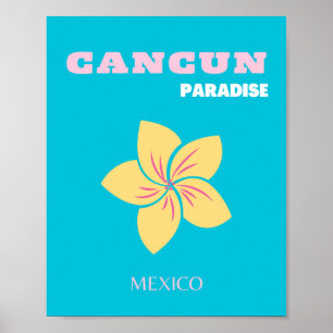 Cancun Travel Art, Mexico Travel Art, Preppy, Blau Poster
