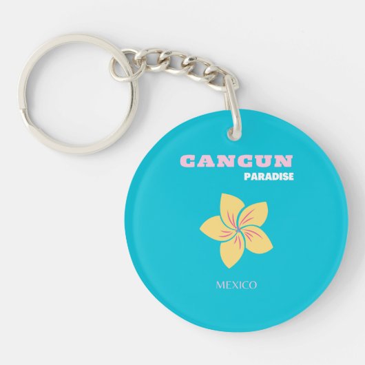 Cancun Travel Art, Mexico Travel Art, Preppy, Blau Sleutelhanger (Voorkant)