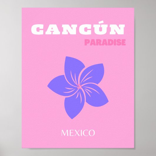 Cancun, Tropische kunst, Preppy, Preppy kamer, roz Poster (Voorkant)