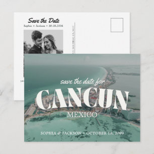 Cancun Trouw Save the Date Retro Ansichtkaart Briefkaart