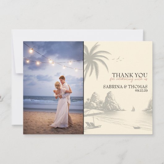 Cancun trouwfoto Dank u Bedankkaart (Voorkant)