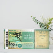 Cancun Twilight Beach Boarding Pass Trouwen aqua Kaart (Staand voorkant)