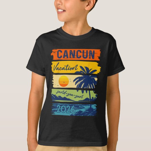 Cancun Vacation 2026 Sea Sand Beach Summer Trip Re T-shirt (Voorkant)