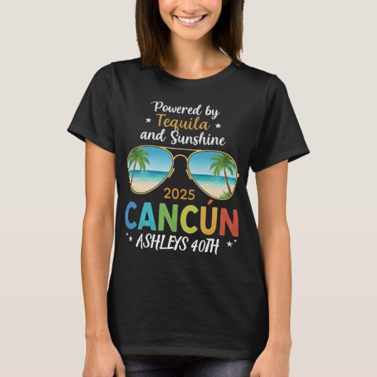 Cancun Verjaardagsreis Shirt – Aangepaste naam & l (Voorkant)