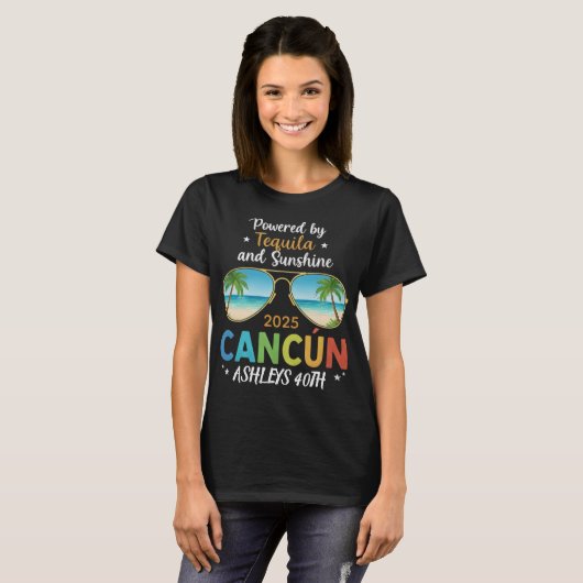 Cancun Verjaardagsreis Shirt – Aangepaste naam & l (Voorkant volledig)