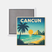 Cancun Vintage Reisposter Magneet (Voorkant / Achterkant)