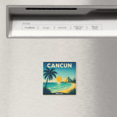 Cancun Vintage Reisposter Magneet (Insitu (Vaatwasser))