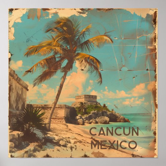 Cancun Vintage Reisposter Poster (Voorkant)