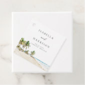 CANCUN Waterverf Beach Palm Tree Destination Bedankjes Labels (In situ)