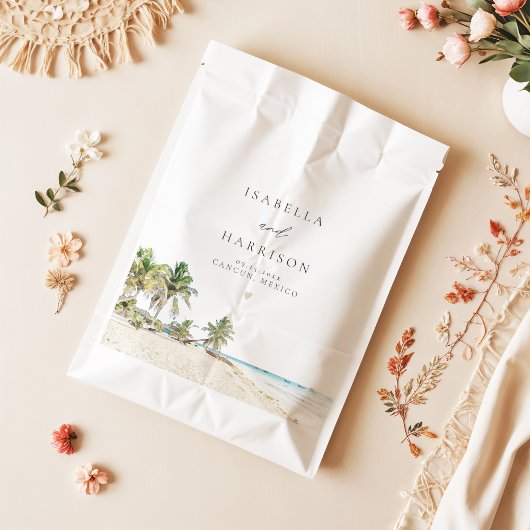 CANCUN Waterverf Beach Palm Tree Destination Bedankzakje