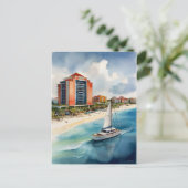 Cancun waterverf kunst briefkaart (Staand voorkant)