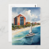 Cancun waterverf kunst briefkaart (Voorkant / Achterkant)