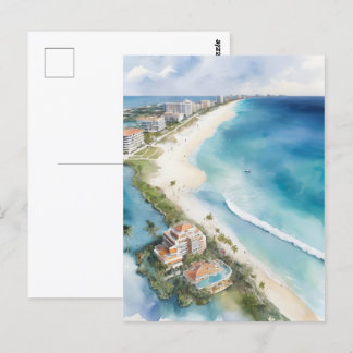 Cancun waterverf kunst briefkaart