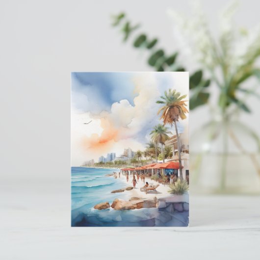 Cancun waterverf kunst briefkaart (Staand voorkant)