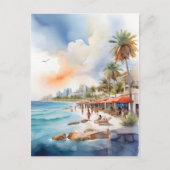 Cancun waterverf kunst briefkaart (Voorkant)