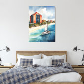 Cancun waterverf kunst canvas afdruk (Insitu (Slaapkamer))