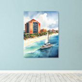 Cancun waterverf kunst canvas afdruk (Insitu (Houten vloer))