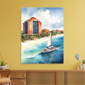 Cancun waterverf kunst canvas afdruk (Insitu (Woonkamer))