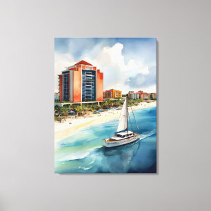 Cancun waterverf kunst canvas afdruk