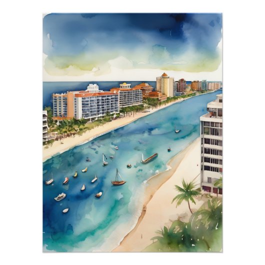 Cancun waterverf kunst foto afdruk (Voorkant)
