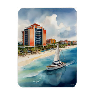 Cancun waterverf kunst magneet