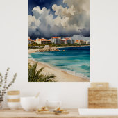 Cancun waterverf kunst poster (Keuken)