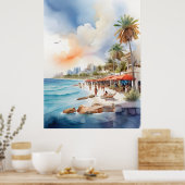 Cancun waterverf kunst poster (Keuken)