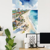 Cancun waterverf kunst poster (Thuiskantoor)