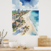 Cancun waterverf kunst poster (Keuken)