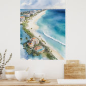 Cancun waterverf kunst poster (Keuken)