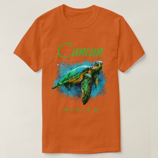 Cancun Waterverf Zee Turtle T-shirt (Design voorkant)