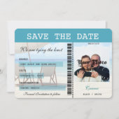 Cancun Wedding Boarding Pass Bewaar de datum Save The Date (Voorkant)